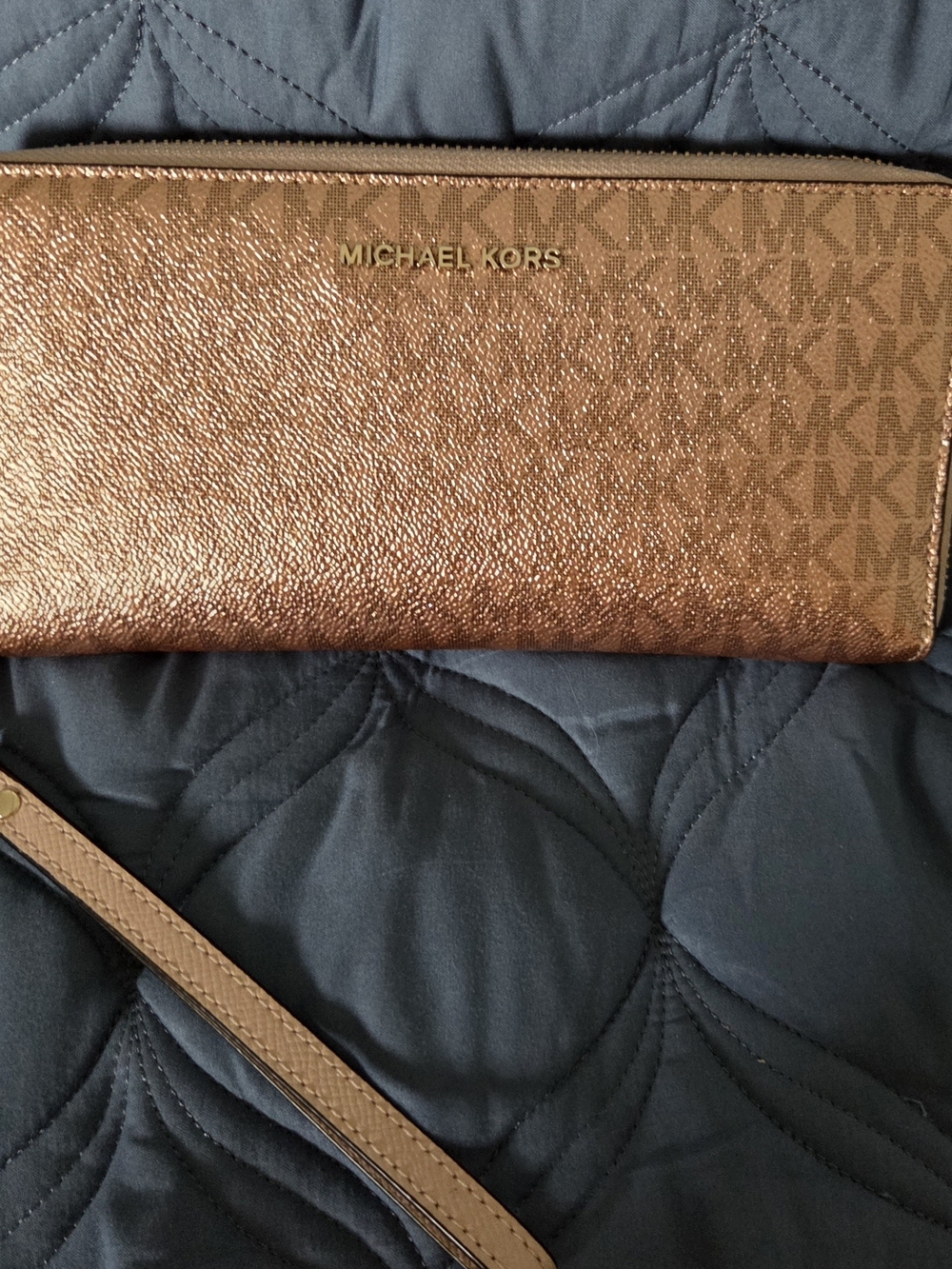 Michael Kors Metallic Rose Gold Wristlet